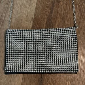 Amber Sceats Crossbody Rhinestone Satin Clutch